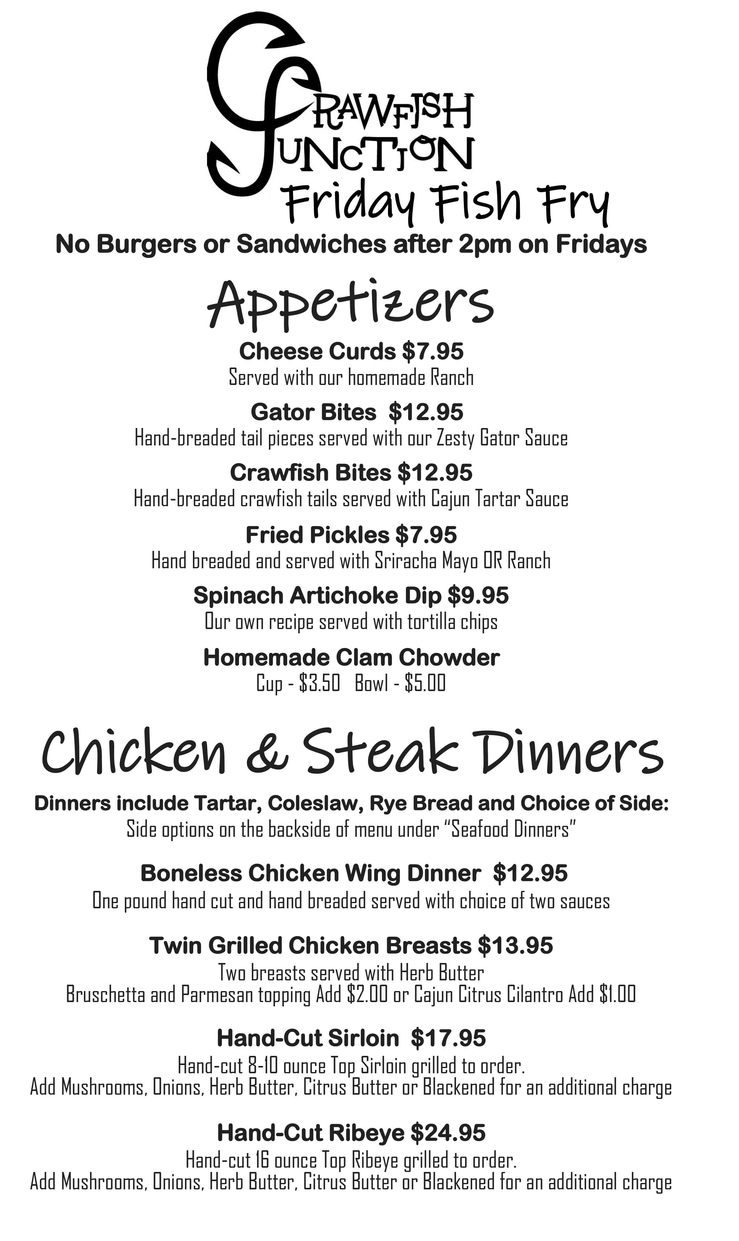 Friday Menu page one